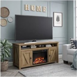 Dorel Home Lowboard con chimenea eléctrica en aglomerado de roble