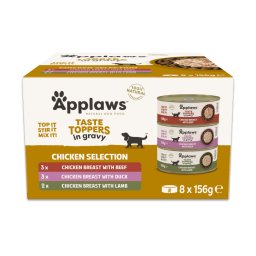 Applaws Taste Toppers con caldo latas para perros 8 x 156 g - Pack mixto en salsa