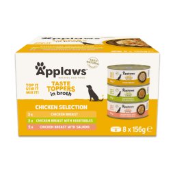 Applaws Taste Toppers con caldo latas para perros 8 x 156 g - Pack mixto en caldo