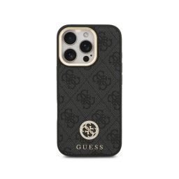 Guess Funda Para Iphone 16 Pro – Carcasa Con Magsafe Negra Con Logo 4g De Strass Y Correa Ancha, Diseño Elegante Y Ajuste Preciso