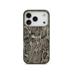 Guess Funda Para Iphone 17 Pro – Carcasa Pc+tpu Con Magsafe Estampado Pitón Marrón, Diseño Elegante Y Ajuste Preciso