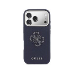 Guess Funda Para Iphone 17 Pro – Carcasa Efecto Piel Azul Con Logo Guess, Diseño Elegante Y Ajuste Preciso