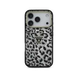 Guess Funda Para Iphone 17 Pro – Carcasa Pc+tpu Con Magsafe Leopardo Negra Con Brillos, Diseño Elegante Y Ajuste Preciso