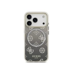 Guess Funda Para Iphone 17 Pro Max – Carcasa Pc+tpu Con Magsafe Peonía Negra Con Brillos, Diseño Elegante Y Ajuste Preciso