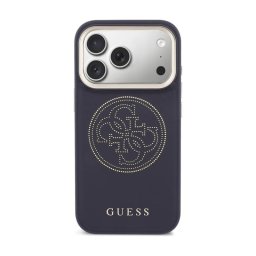 Guess Funda Para Iphone 17 Pro Max – Carcasa Efecto Piel Azul Con Logo Guess, Diseño Elegante Y Ajuste Preciso