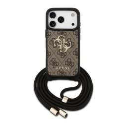 Guess Funda Para Iphone 17 Pro – Carcasa De Pu Marrón Con Logo 4g Y Correa Con Cordón, Diseño Práctico Y Ajuste Preciso