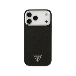 Guess Funda Para Iphone 17 Pro Max – Carcasa De Polipiel Negra Con Purpurina Y Magsafe, Diseño Elegante Y Ajuste Preciso
