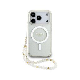 Guess Funda Para Iphone 17 Pro Max – Carcasa Transparente Con Magsafe Con Brillo Y Correa De Perlas, Diseño Elegante Y Ajuste Preciso