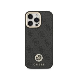 Guess Funda Para Iphone 16 Pro Max – Carcasa Con Magsafe Negra Con Logo 4g De Strass Y Correa Ancha, Diseño Elegante Y Ajuste Preciso