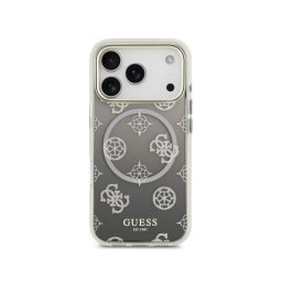 Guess Funda Para Iphone 17 Pro – Carcasa Pc+tpu Con Magsafe Peonía Negra Con Brillos, Diseño Elegante Y Ajuste Preciso