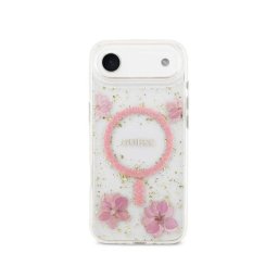 Funda para móvil Guess Air Carcasa con Magsafe Flores Rosas Detalles Dorados para iPhone