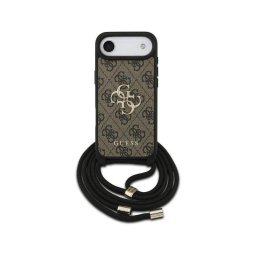 Funda para móvil Guess Air Carcasa PU Marrón Logo 4G Correa Cordón para iPhone