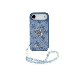 Funda para móvil Guess Air Carcasa Polipiel Azul Logo 4G Clásico Correa Perlas para iPhone