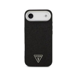 Funda para móvil Guess Air carcasa rígida polipiel negra purpurina Magsafe para iPhone compatibles