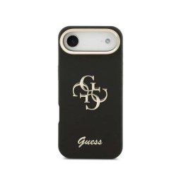 Funda para móvil Guess Air Carcasa Granulado Negra con Logo y Soporte para iPhone