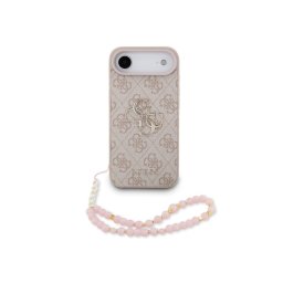 Guess Funda Para Iphone Air – Carcasa De Polipiel Rosa Con Logo 4g Clásico Y Correa De Perlas, Diseño Elegante Y Ajuste Preciso