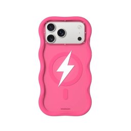 Youngkit Funda Para Iphone 17 Pro – Carcasa Big Wave Lightning Series Rosa Hot Pink, Diseño Wavy Con Efecto Rayo Y Ajuste Preciso