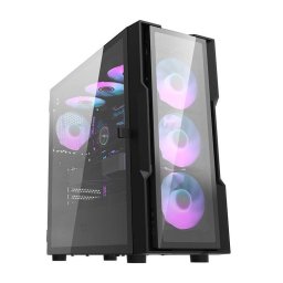 Caja PC Darkflash DK431 Vidrio Templado Negro + 4 Ventiladores RGB