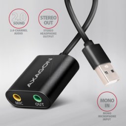AXAGON AXG ADA-12 - Tarjeta de sonido, externa, estéreo, USB 2.0, 15 cm
