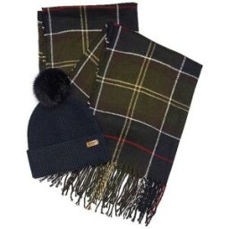 Barbour Set de regalo gorro y bufanda DOVER verde oscuro