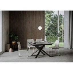 ITAMOBY Mesa extensible 90x120/180 cm Ganty Antracita Spatolato - Canto antracita Estructura antracita
