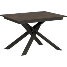 ITAMOBY Mesa extensible 90x120/180 cm Ganty Nogal - Canto antracita Estructura antracita