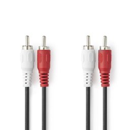 Cable de audio Nedis CAGL24200BK10 2x RCA macho 1 m negro