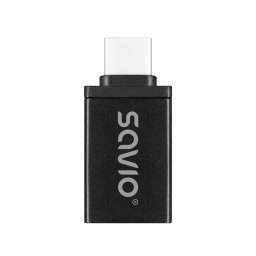 Adaptador Savio AK-80 USB-A 3.1 a USB-C 3.1 Negro