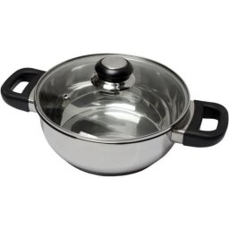 Baumalu Olla Alta De Acero Inoxidable 24 Cm Con Tapa De Vidrio Y Orificio De Vapor, Asas De Baquelita Antideslizantes, Apta Para Inducción Y Apta Lavavajillas