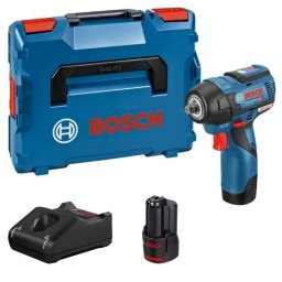 Bosch Professional Gds 12v-115 Atornillador De Impacto 12 V Brushless, 115 Nm, Carraca 3/8", 2 Velocidades Powercontrol Y Led, Kit Con 2 Baterías 3,0 Ah Y L-boxx
