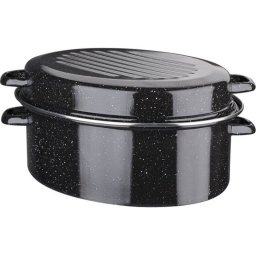 Gsw Cazuela Oval De Acero Esmaltado 32 Cm, 7 L, Apta Para Inducción Y Horno, Tapa Estriada, Superficie Anti-alérgena Y Compatible Con Lavavajillas