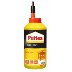 Pattex Express Wood Glue Pva 750 G (biberón) Para Encolado Rápido De Madera D2 En 204, Transparente Al Secar, Resistencia Final Alta