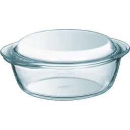 Pyrex Classic Redonda De Vidrio Borosilicato Con Tapa 3,2 L. Cazuela Transparente Apta Para Horno, Microondas, Congelador Y Lavavajillas, Resistente A -40°c/+350°c