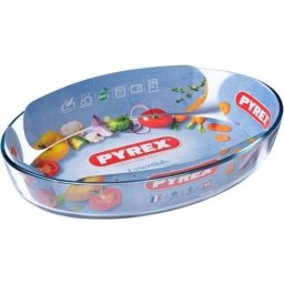Pyrex Essentials Fuente De Horno Oval De Vidrio Borosilicato 35 X 24 Cm, 3 L, Resistente A Choque Térmico, Apta Para Microondas, Congelador Y Lavavajillas