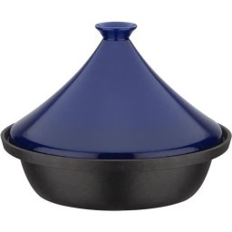 Gsw Tajine De Hierro Fundido 30 X 22 Cm Con Tapa De Cerámica, 2 L, Apta Para Inducción Y Horno Hasta 240 °c, Compatible Lavavajillas, Acabado Azul
