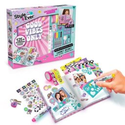 Canal Toys Style 4ever Secret Scrapbooking Journal Con Cadenas Y Llaves, Kit De Pegatinas, Washi Tapes, Rotuladores, Plantillas Y Papeles Decorativos