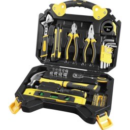 Juego De Herramientas Manual Fieldmann Fdg 5006-60r De 60 Piezas Con Llave Ajustable De 8", Alicates, Martillo 340 G, Llaves Allen 1,5-10 Mm Y Maletín Plástico