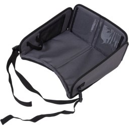 Tineo Bandeja De Actividades Para Coche (tamaño Pequeño), Gris, Plegable, Base Acolchada Y Laterales Elevados, Soporte Para Tablet/libro Y Bolsillos Laterales, Sujeción Con Correas Ajustables