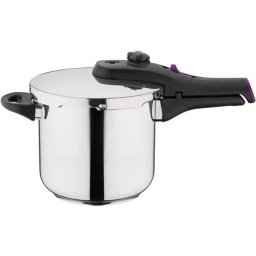 Olla A Presión Gsw Rapid 4 L De Acero Inoxidable 18 Cm, Apta Para Inducción, Thermoboden, Cierre Con Bloqueo Y 2 Niveles De Cocción