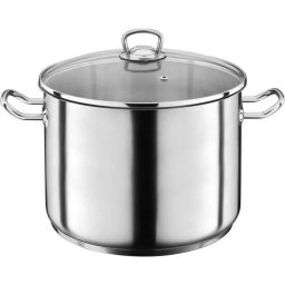 Gsw Traiteur Jumbo 30 Cm 17 L Cazo/olla De Acero Inoxidable Para Inducción, Base Encapsulada, Asas Aislantes Ergonómicas Y Tapa De Vidrio Con Salida De Vapor