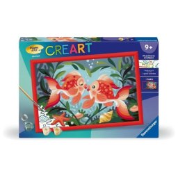 Ravensburger Kit Pintura Por Números "bisous De Poissons" Para Niños, 31x21 Cm, Acrílicos Al Agua, Pincel Y Marco, Recomendado A Partir De 7 Años