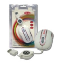 Ratón 3free 3F-MSM201/WP USB tipo A 800 DPI Blanco cable retráctil