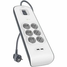 Regleta Belkin 6 Tomas 2 USB-A Protección 650 J Cable 2 m