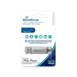 Unidad flash USB MediaRange MR938 128 GB USB Type-A y Type-C Plata