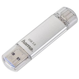 Memoria USB HAMA C-Laeta 128 GB USB Type-A y USB Type-C Plata