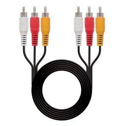 Cable Audio Estéreo Nanocable 3x RCA Macho a 3x RCA Macho 1,8 m Negro