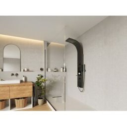 Unique Columna de ducha de hidromasaje con estante - Negro mate - 20 x 140 cm - ROANA