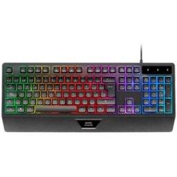 Teclado Ergonómico Mars Gaming MK124 Semimecánico, Iluminación RGB, Reposamuñecas, Negro, Nuevo