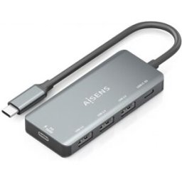 HUB USB Aisens A109-0945 1xUSB-C PD 100W 3xUSB-A, Gris, 15cm