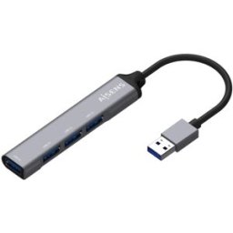 HUB USB Aisens A106-0540, 4 Puertos USB 3.0 Hembra, Gris, 10 cm